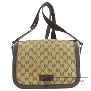 Gucci GG Monogram Flap Messenger Bag beige brown coated